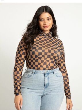 NWOT ELOQUII
Mesh Turtleneck 18/30 black tan